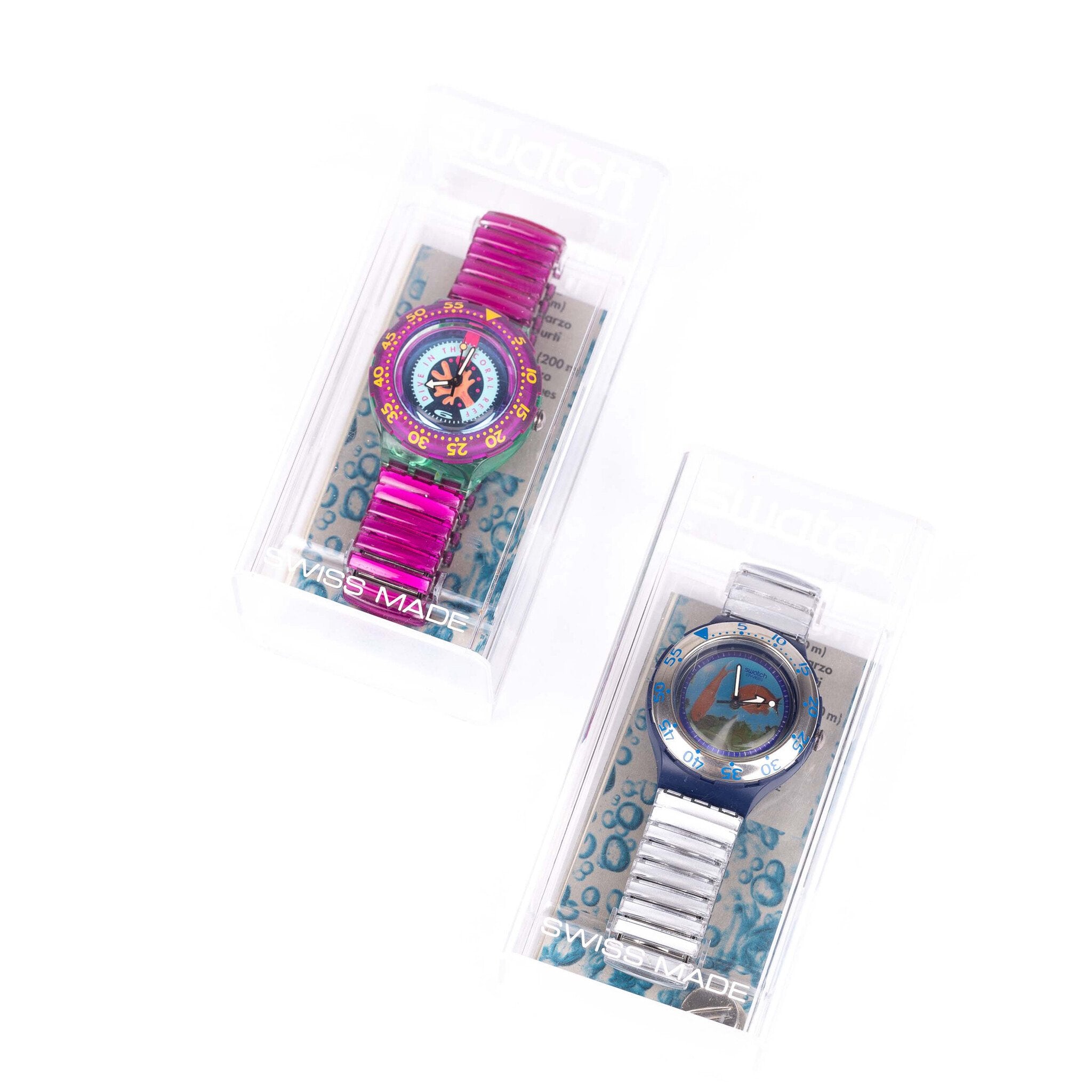 Swatch 'Cherry Drops', 1993; Swatch 'Decrompession', 1994-zoom-1