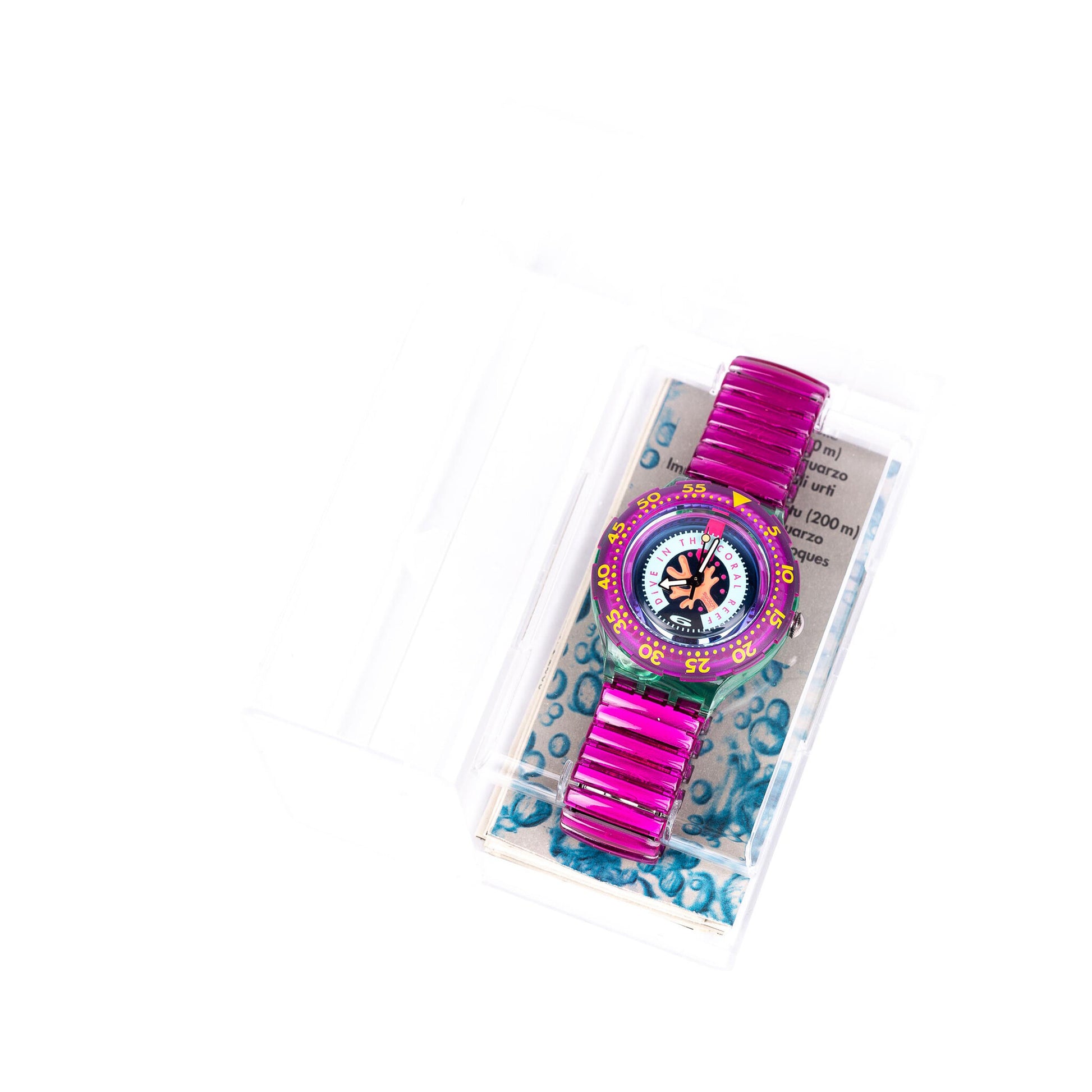 Swatch 'Cherry Drops', 1993; Swatch 'Decrompession', 1994-4