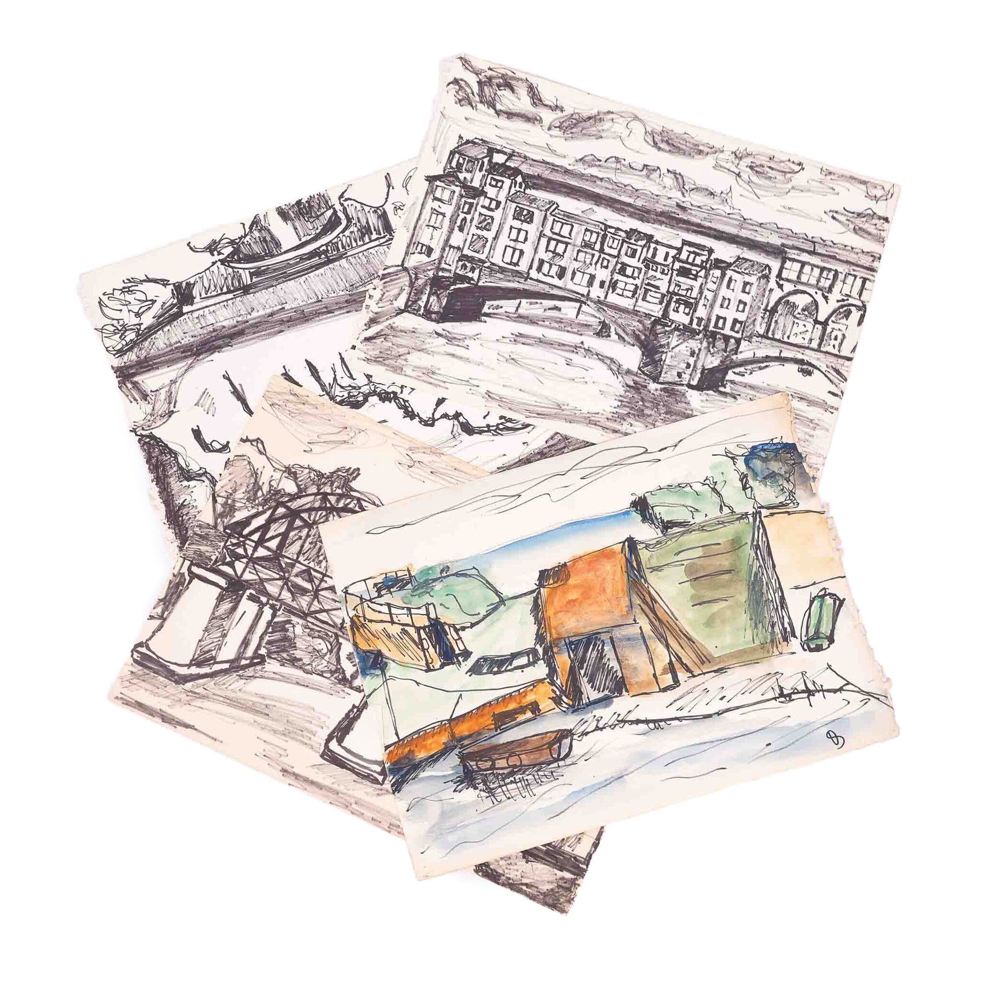 Vier landschapstekeningen-1