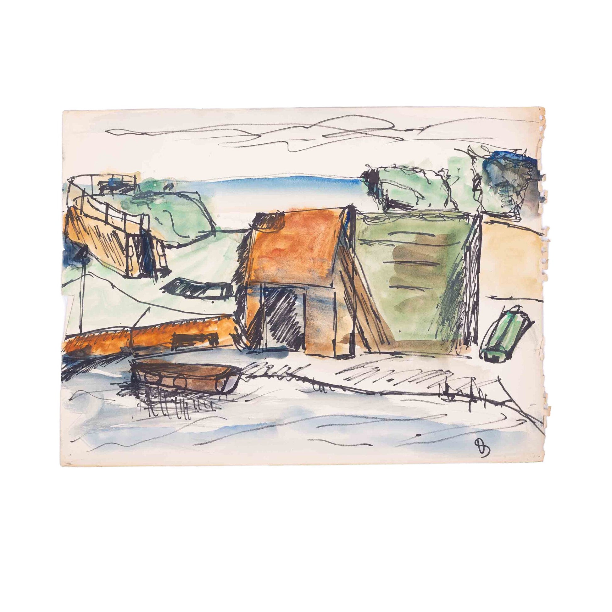 Vier landschapstekeningen-9