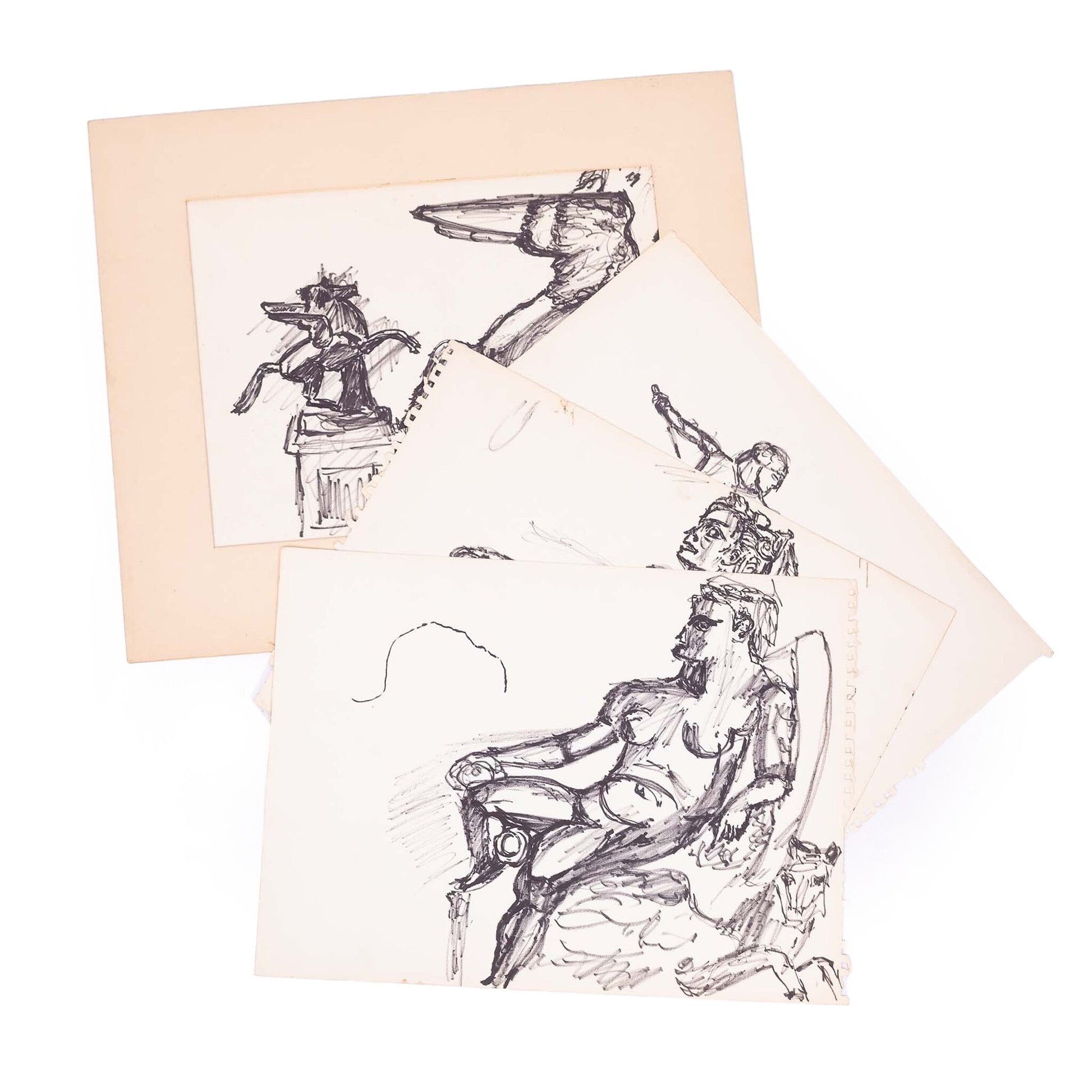 Vier schetsen van sculpturen-1