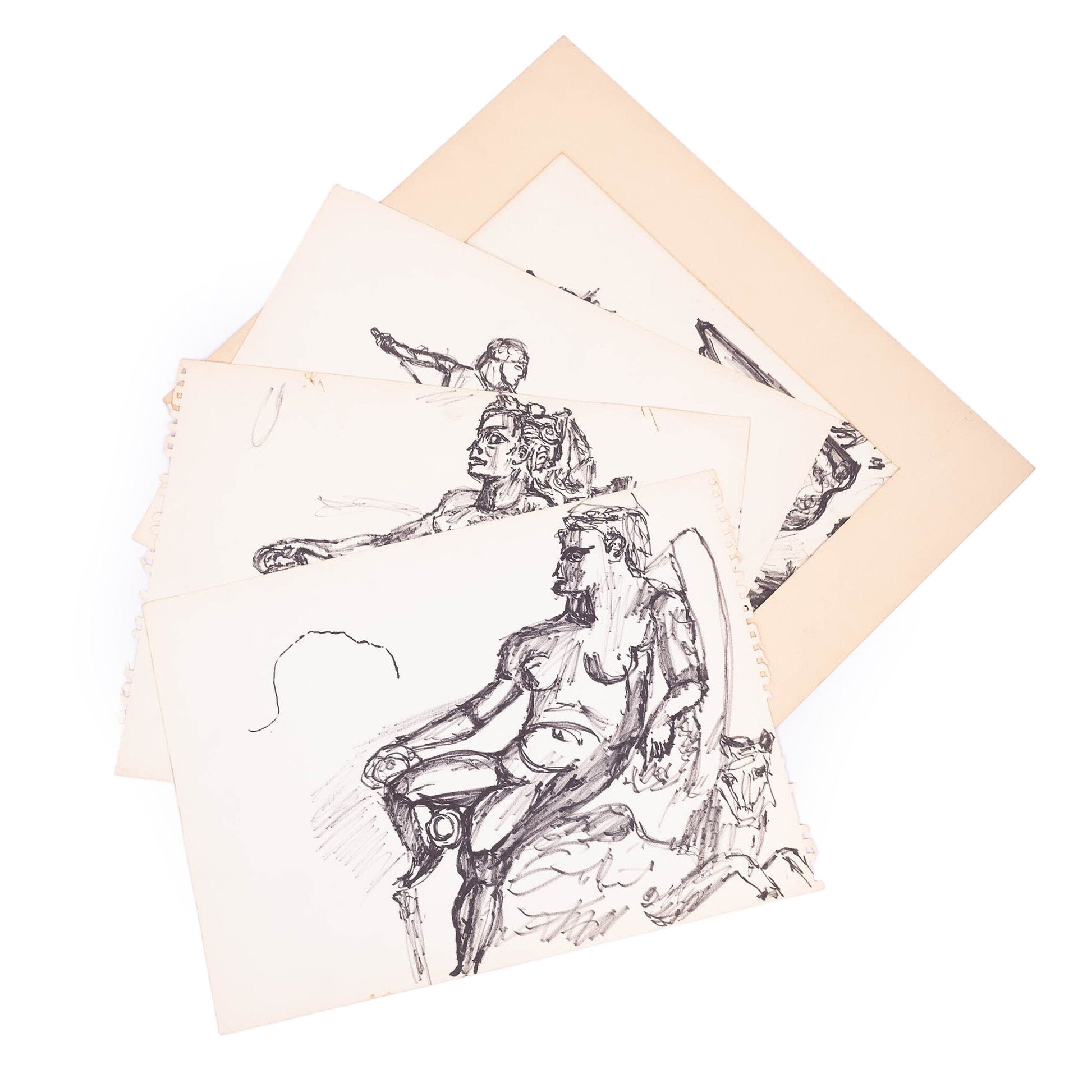 Vier schetsen van sculpturen-2