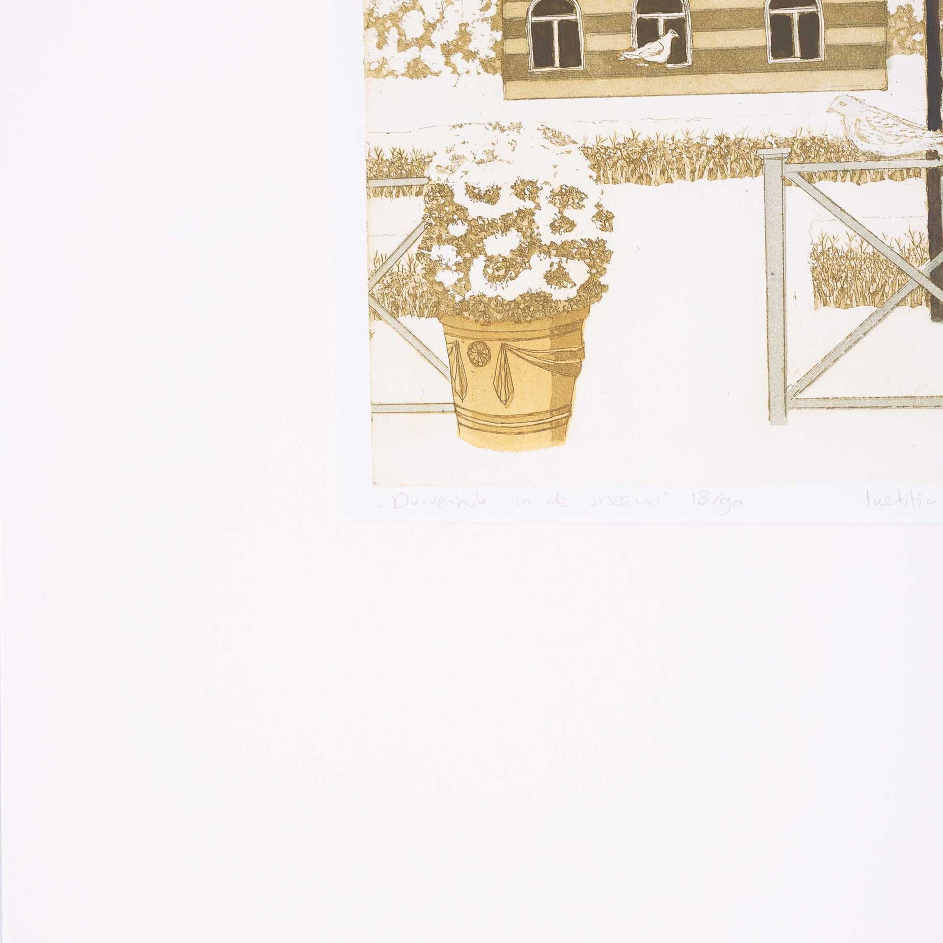 Laetitia de Haas, 'Duivenhok in de sneeuw'; 1990-3
