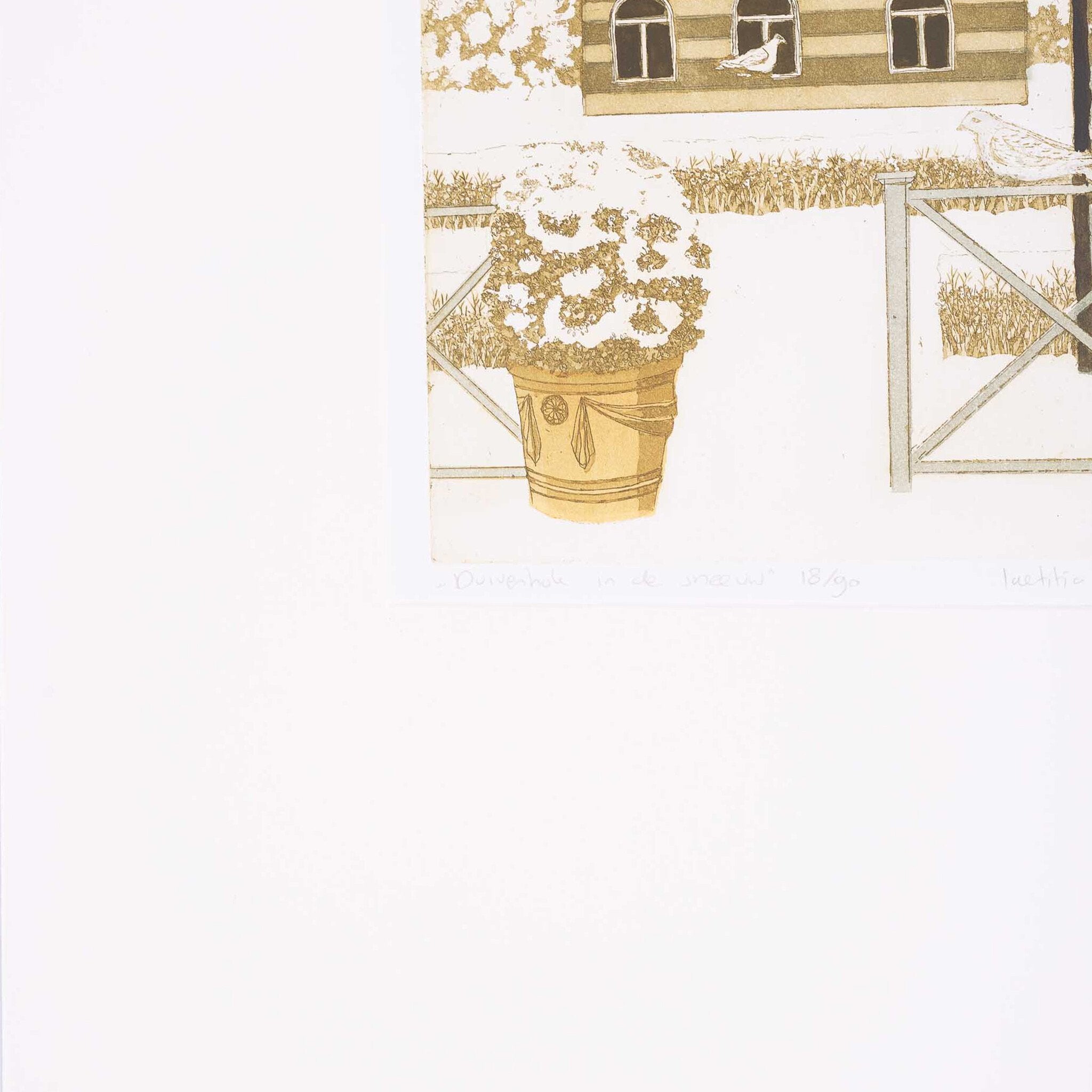 Laetitia de Haas, 'Duivenhok in de sneeuw'; 1990-zoom-3