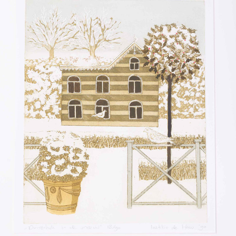 Laetitia de Haas, 'Duivenhok in de sneeuw'; 1990-zoom-