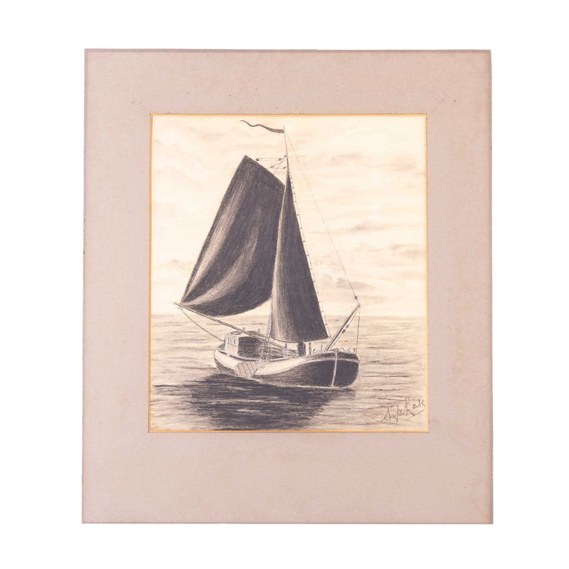 Tekening van een zeilboot-zoom-