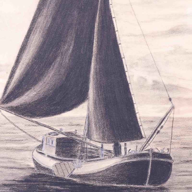 Tekening van een zeilboot-zoom-