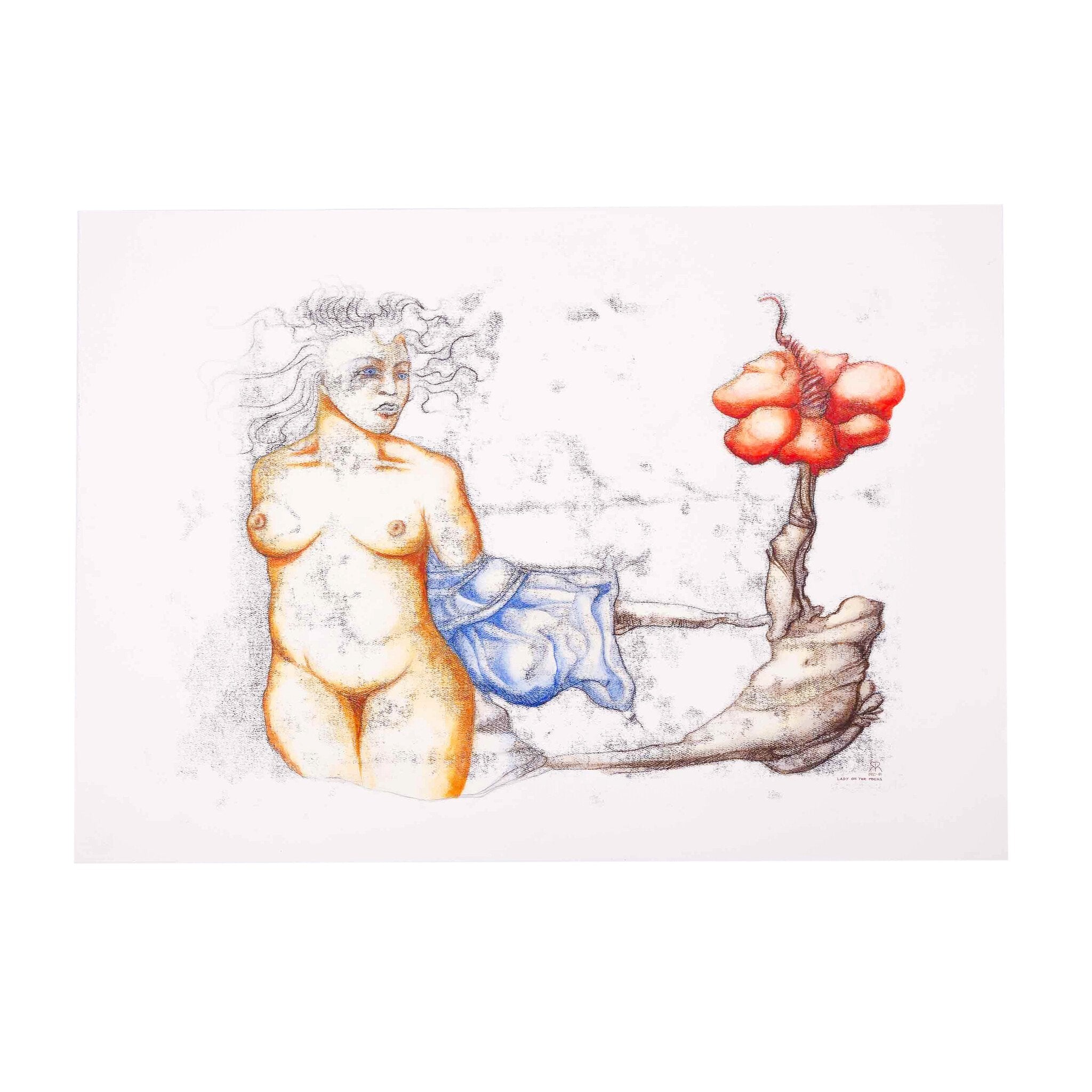 R. Martina, 'Lady on the rocks'; 1981
