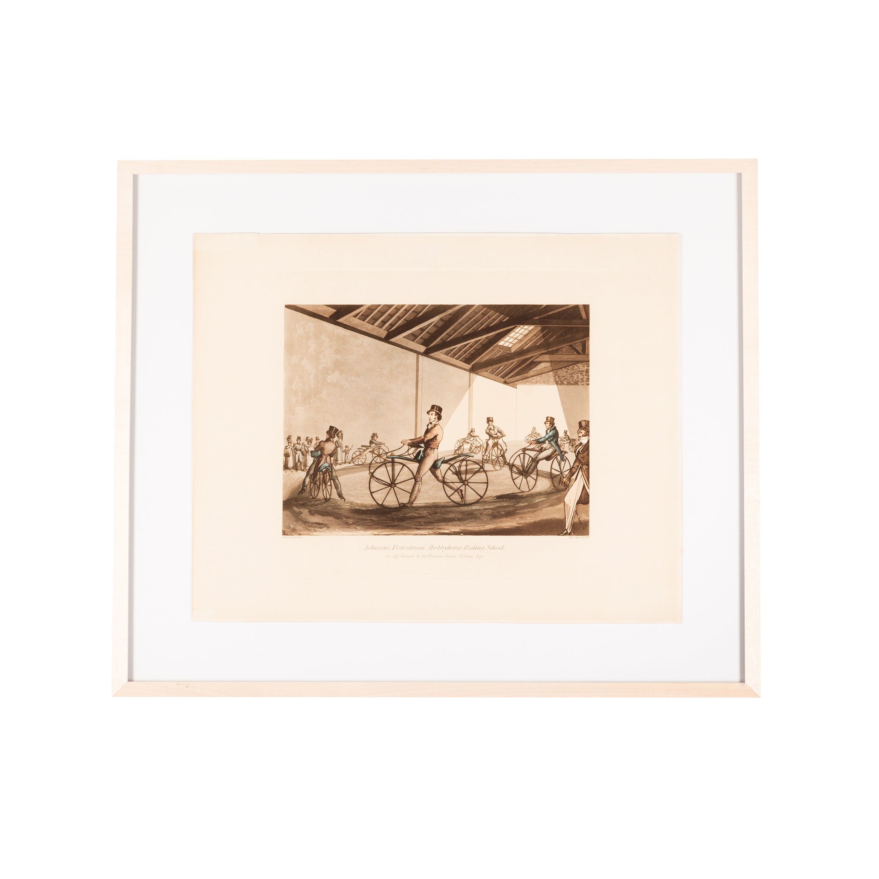 Prent 'Johnson's Pedestrian Hobbyhorse Riding School' van Henry Alken, 1819