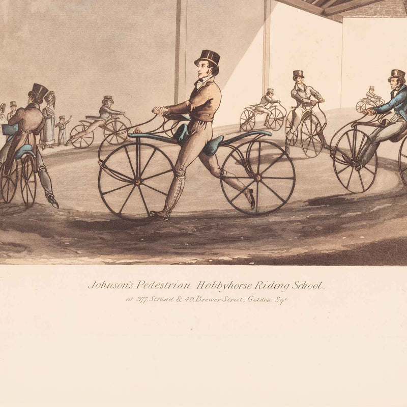 Prent 'Johnson's Pedestrian Hobbyhorse Riding School' van Henry Alken, 1819-zoom-