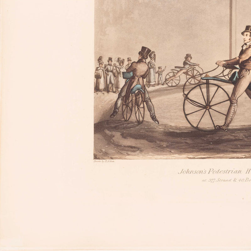 Prent 'Johnson's Pedestrian Hobbyhorse Riding School' van Henry Alken, 1819-zoom-