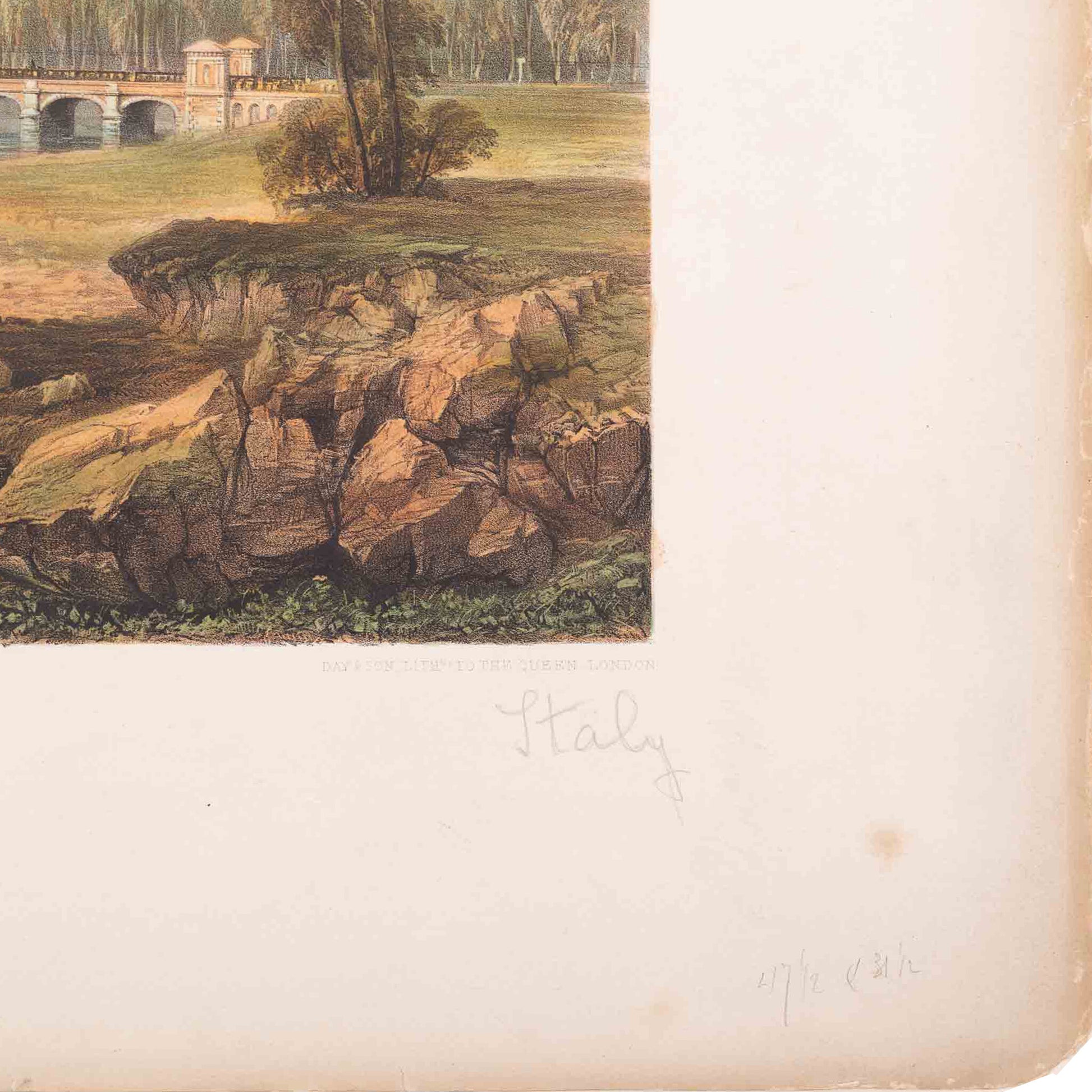 Prent 'Pont sul Po presso Valenza' door R.K. Thomas, C. Bossoli, midden 19e eeuw-3