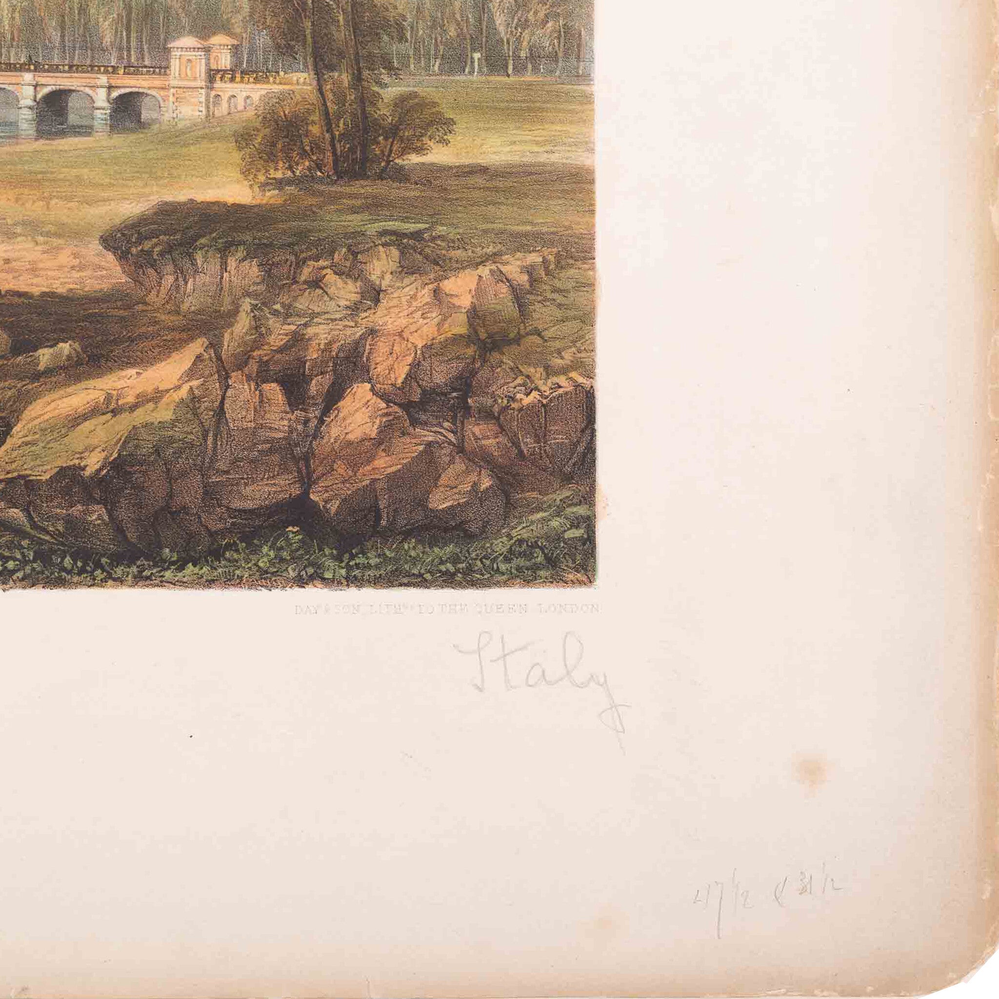 Prent 'Pont sul Po presso Valenza' door R.K. Thomas, C. Bossoli, midden 19e eeuw-zoom-3