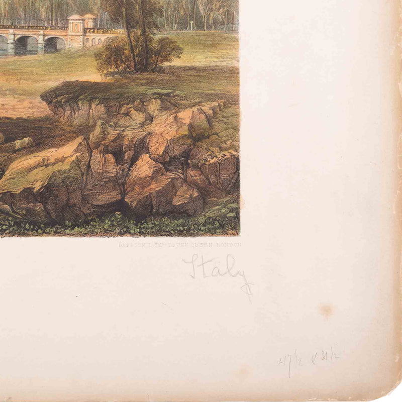 Prent 'Pont sul Po presso Valenza' door R.K. Thomas, C. Bossoli, midden 19e eeuw-zoom-
