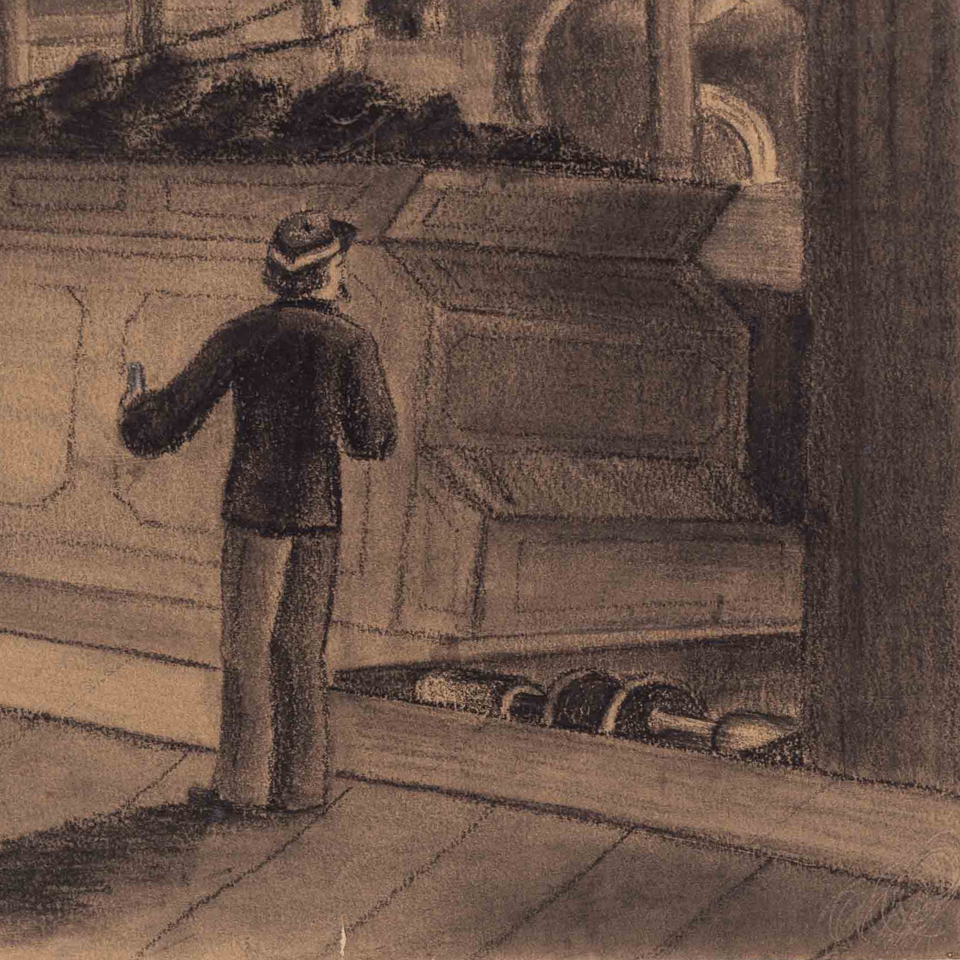 Tekening 'Locomotief met tender aan een perron' door onbekende kunstenaar-4