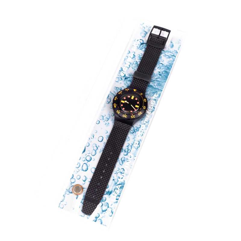 Swatch 'Barrier Reef', 1990; Swatch 'Black Wave', 1992-zoom-