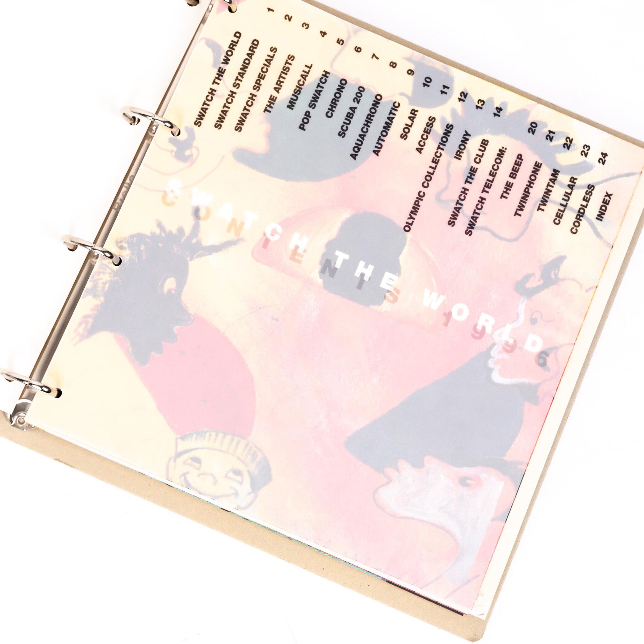 Set van twee catalogi Swatch Catalogus 1983 - 1992, Swatch Catalogus 1995 -1997 met vijf Swatch pins-zoom-4