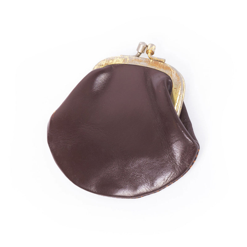 Vintage bruine clutch met portemonnee-zoom-