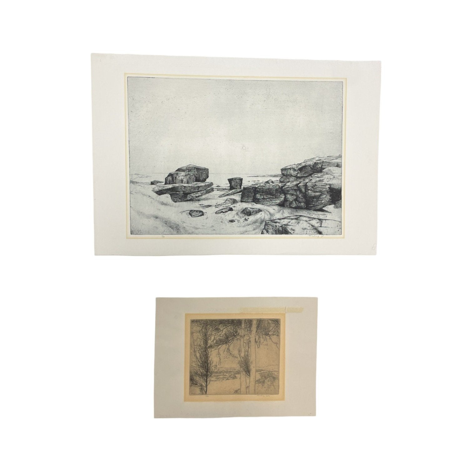 Peter Teeling, 'Rivierlandschap', 1974; 'Rotskust 1', 1975
