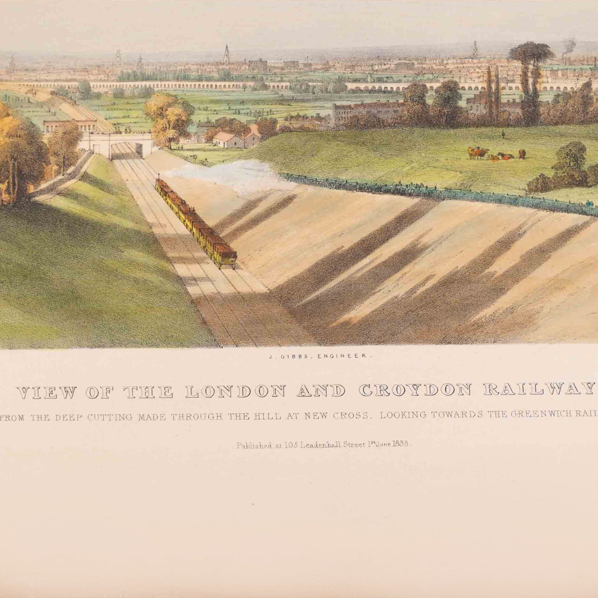 Prent 'View of the London and Croydon Railway', 1838-3