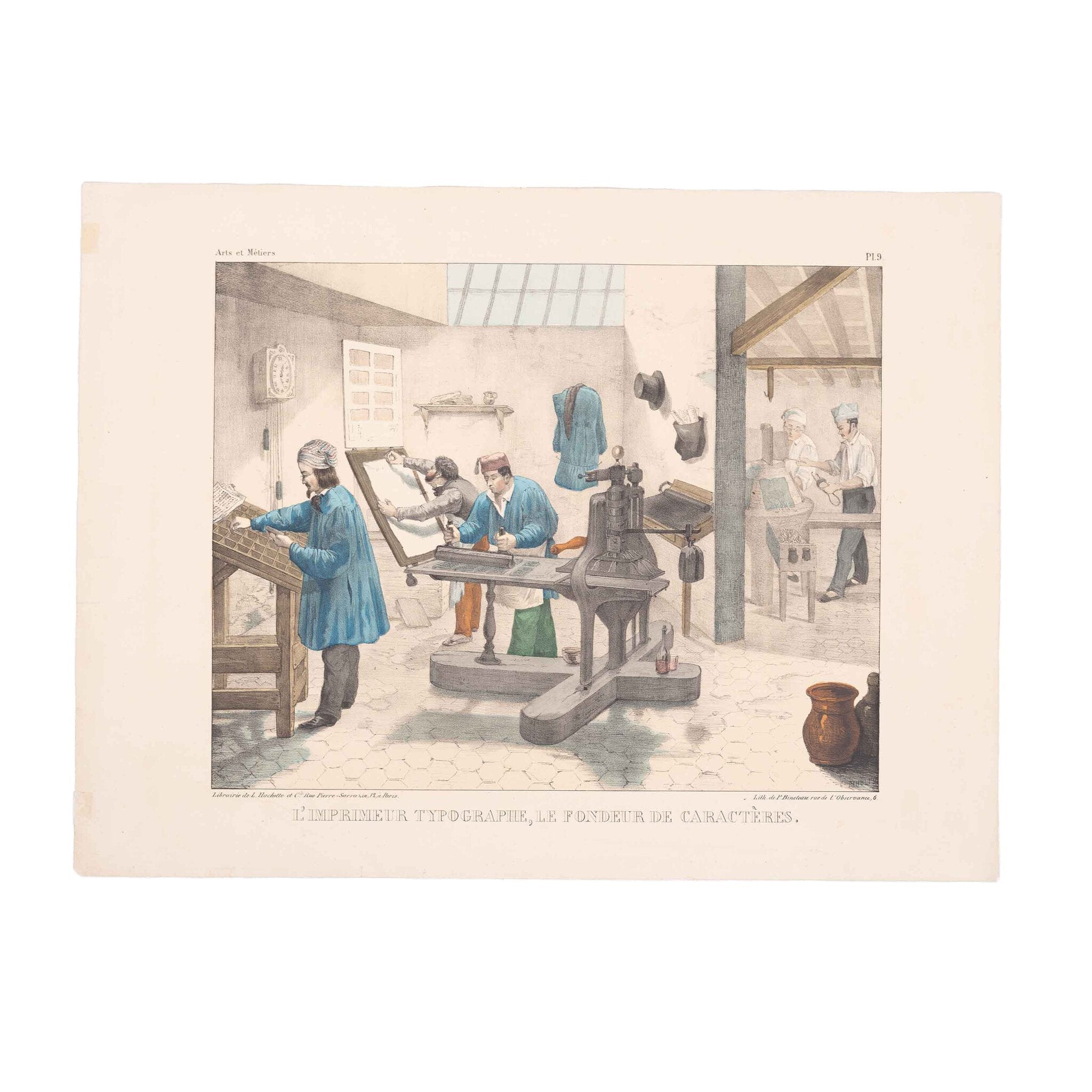 Prent 'L'imprimeur typographe, le fondeur de caractères', ca. 1840-zoom-1