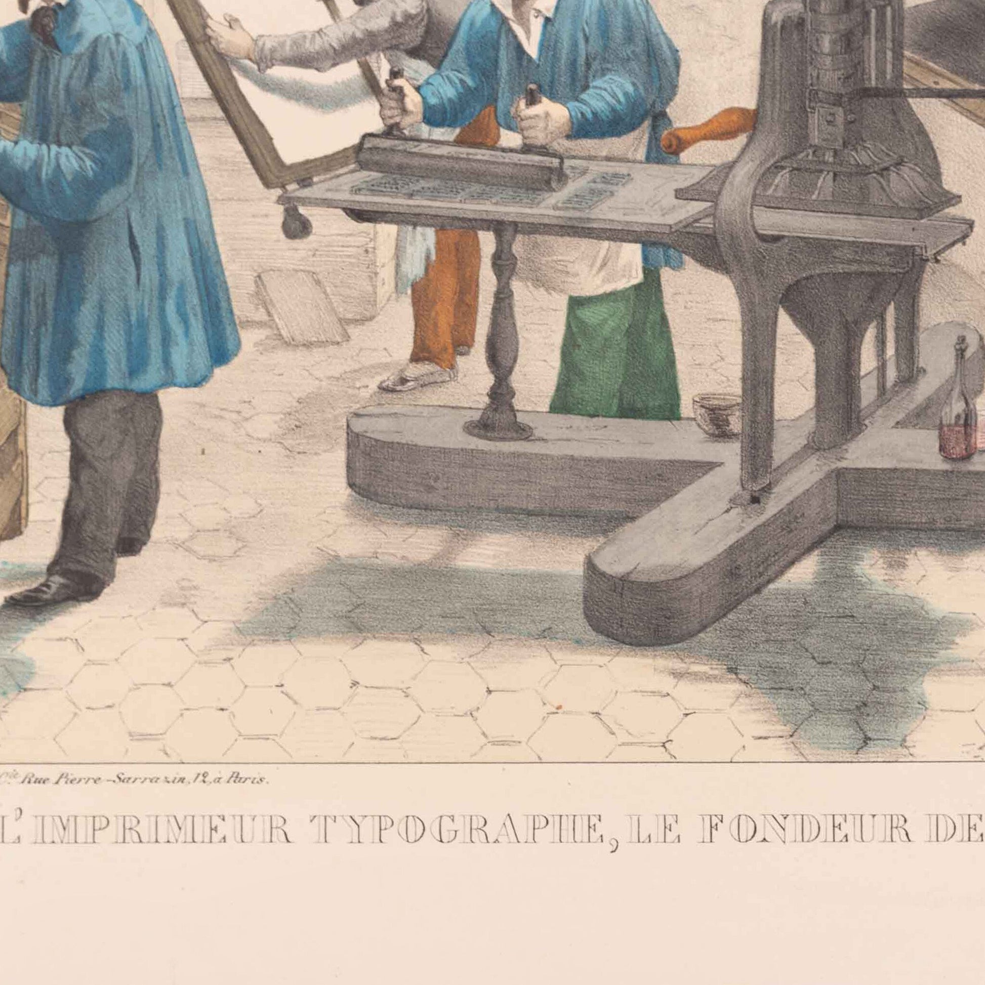 Prent 'L'imprimeur typographe, le fondeur de caractères', ca. 1840-4