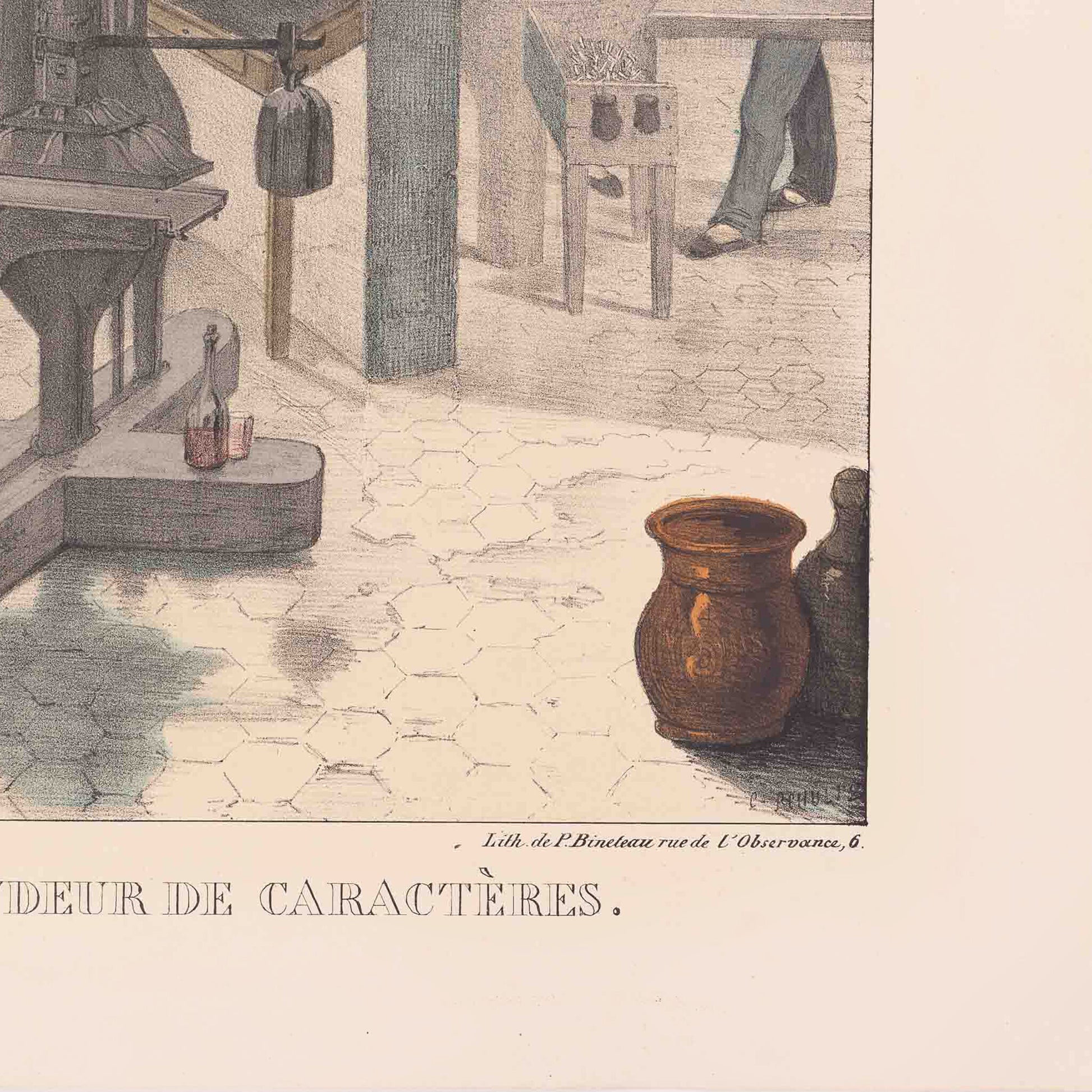 Prent 'L'imprimeur typographe, le fondeur de caractères', ca. 1840-5