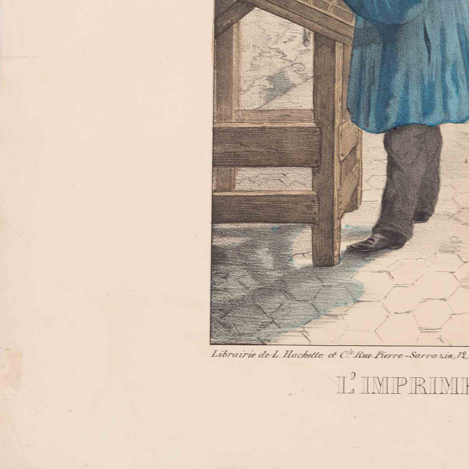 Prent 'L'imprimeur typographe, le fondeur de caractères', ca. 1840-3