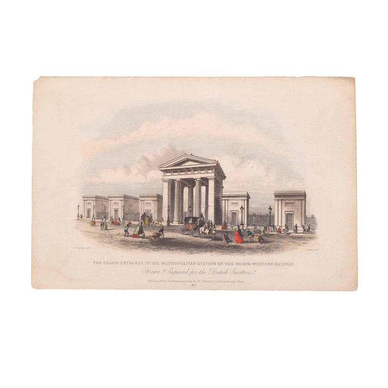 Prent 'The Grand Entrance to the Metropolitan Station of the North Western Railway', ca. 1840-zoom-