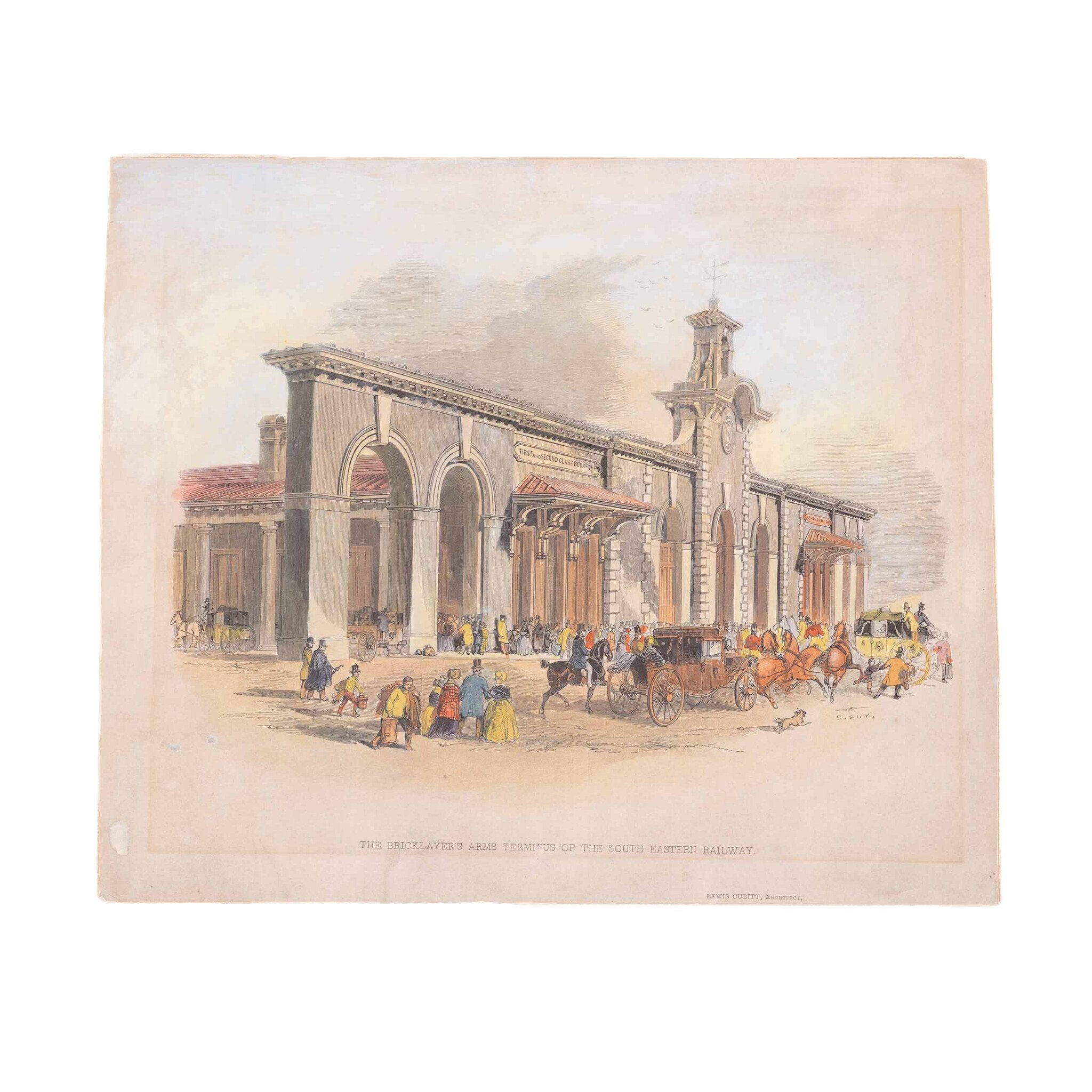 Prent 'The Bricklayer's arms terminus of the South Eastern Railway', 1844-zoom-1