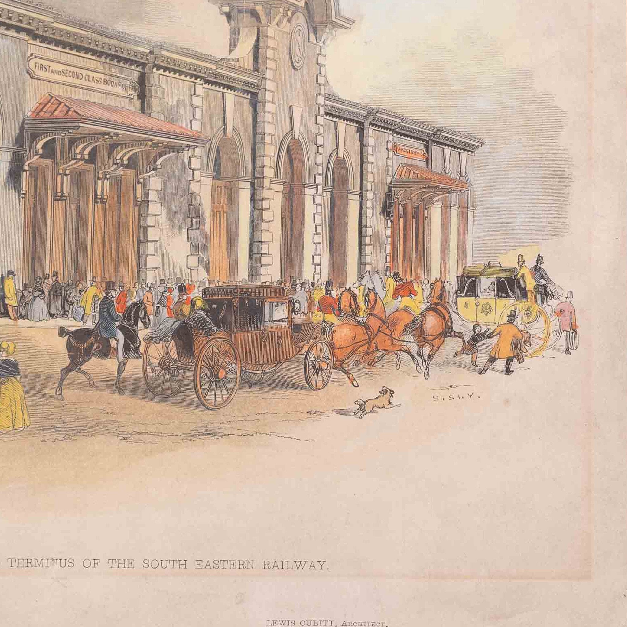 Prent 'The Bricklayer's arms terminus of the South Eastern Railway', 1844