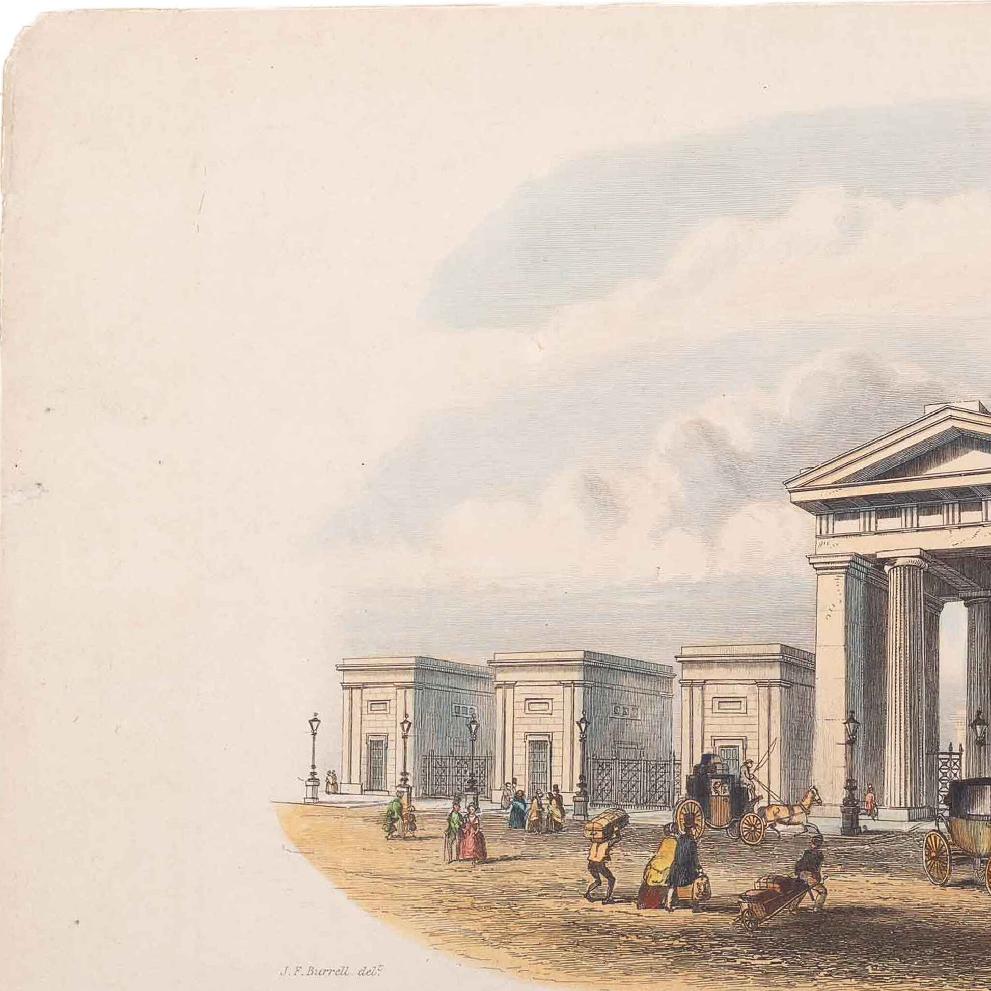 Prent 'The Grand Entrance to the Metropolitan Station of the North Western Railway', ca. 1840-4