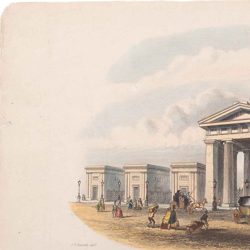 Prent 'The Grand Entrance to the Metropolitan Station of the North Western Railway', ca. 1840-zoom-
