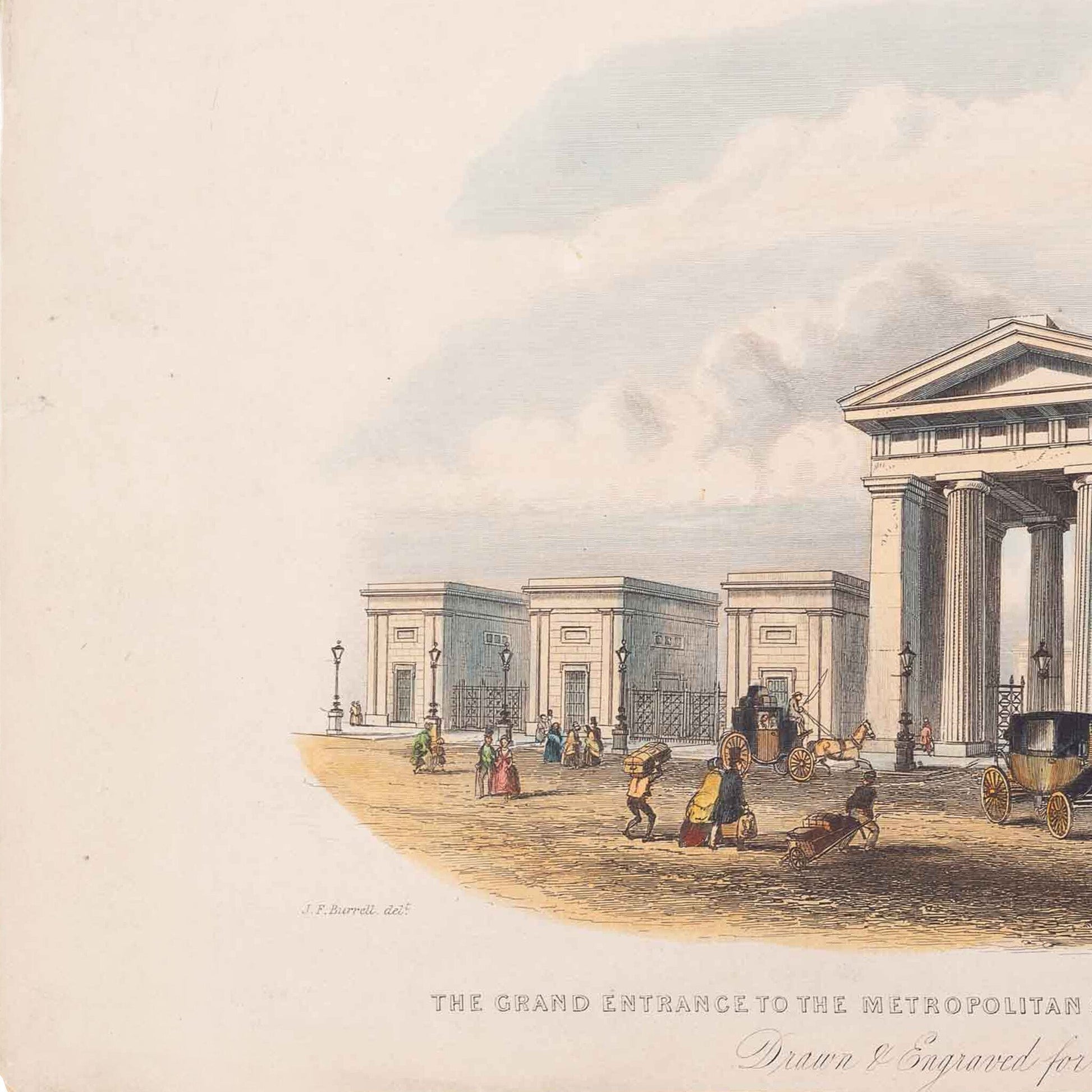 Prent 'The Grand Entrance to the Metropolitan Station of the North Western Railway', ca. 1840-3