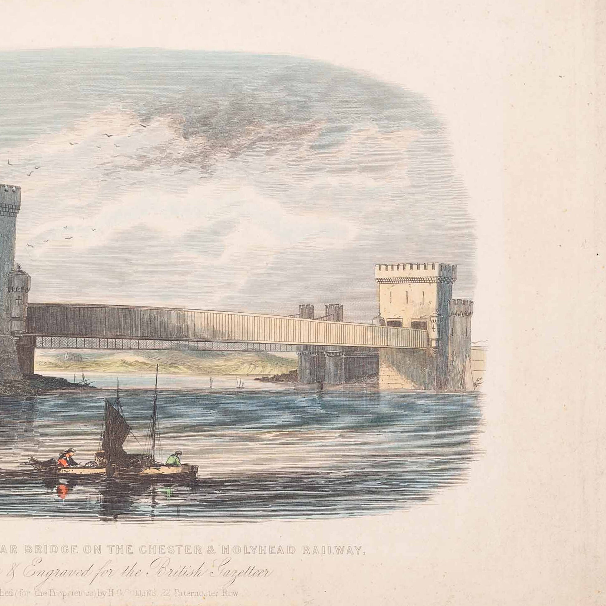Prent 'The Convay Tubular Bridge on the Chester & Holyhead Railway', 1851-3