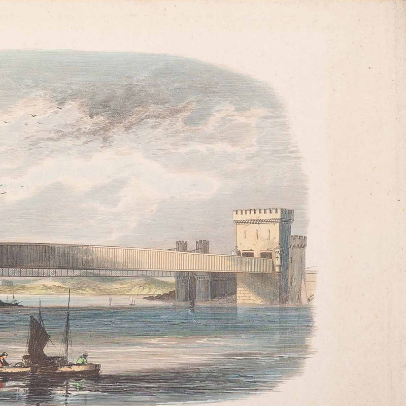 Prent 'The Convay Tubular Bridge on the Chester & Holyhead Railway', 1851-zoom-