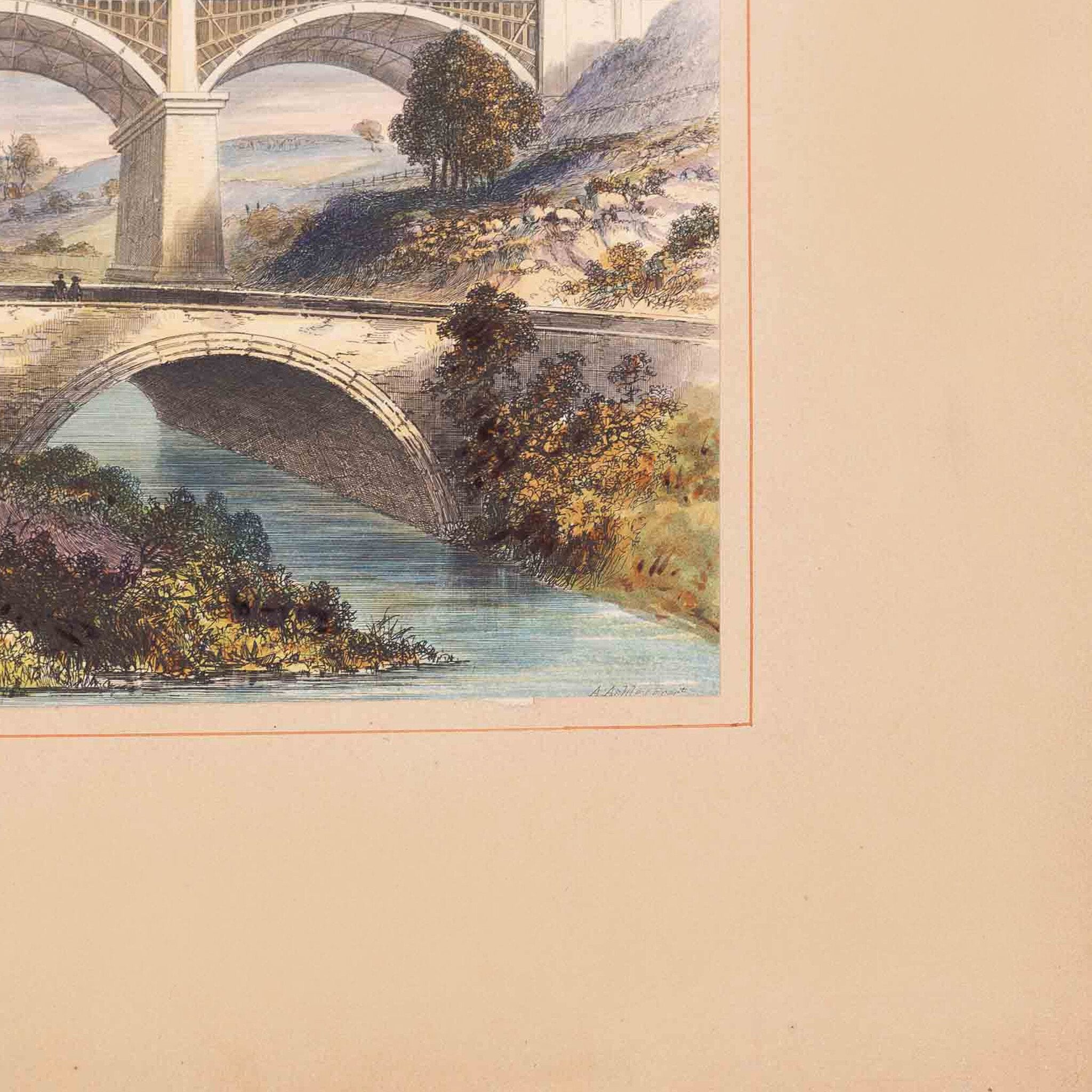Prent landschap met spoorbrug-zoom-3