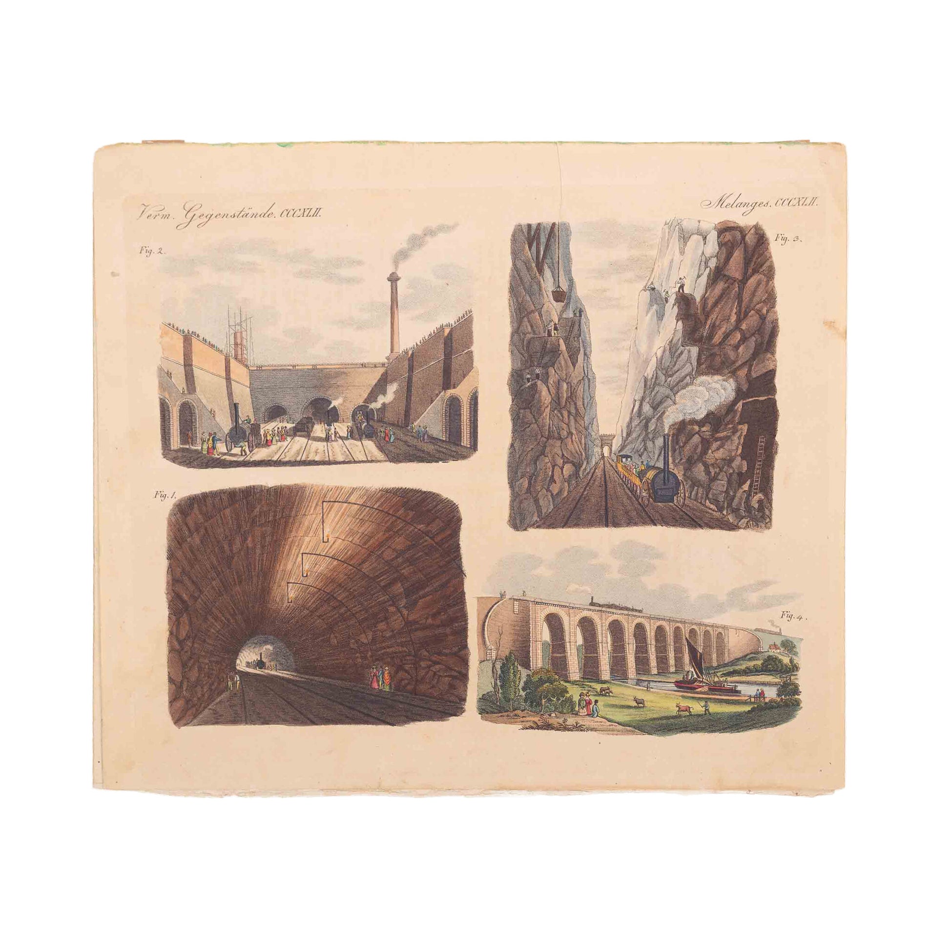 Prent met Franse pagina over 'The Liverpool and Manchester Railway', 19e eeuw-1