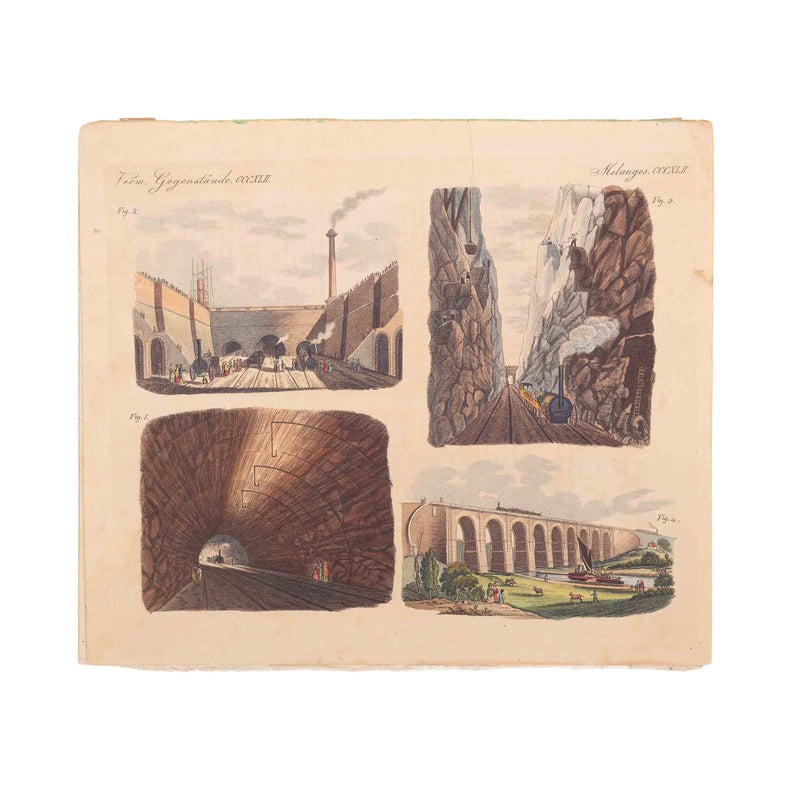 Prent met Franse pagina over 'The Liverpool and Manchester Railway', 19e eeuw-zoom-