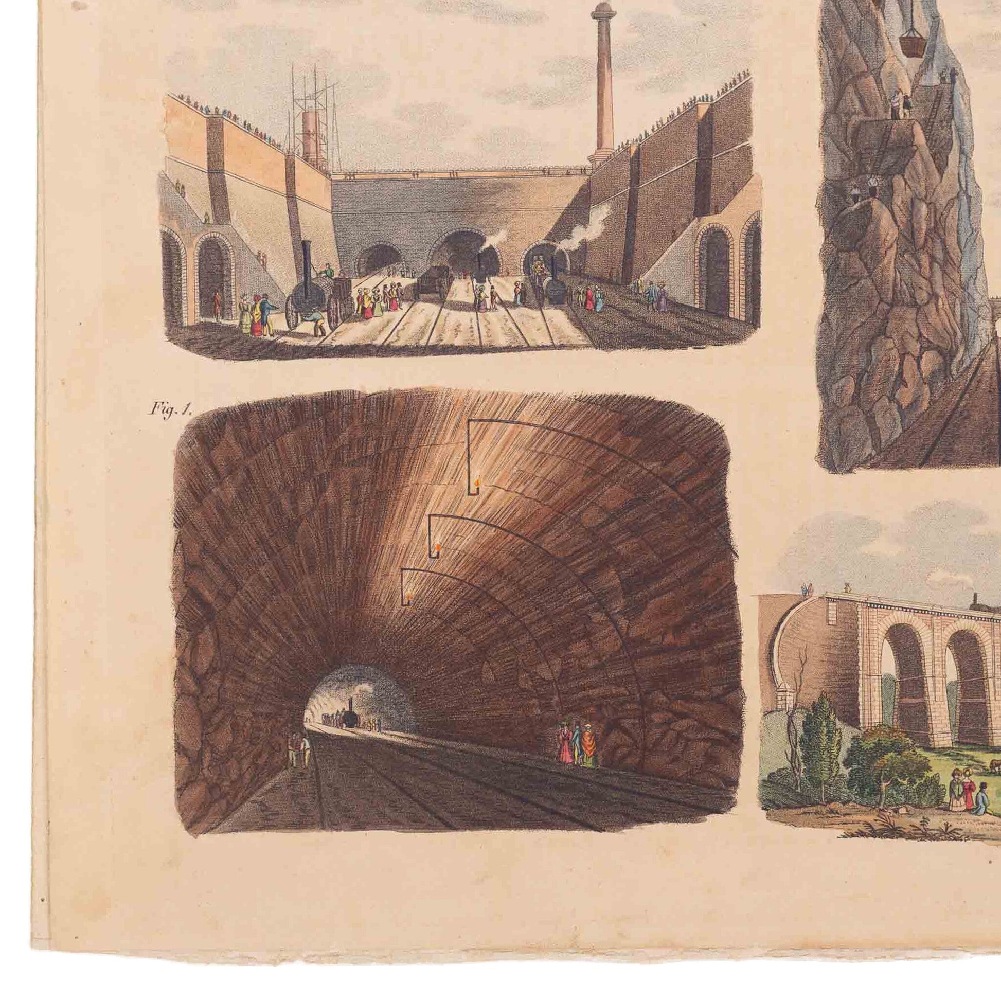 Prent met Franse pagina over 'The Liverpool and Manchester Railway', 19e eeuw-3
