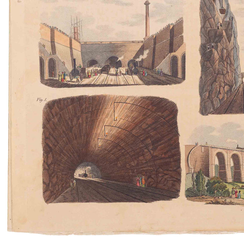 Prent met Franse pagina over 'The Liverpool and Manchester Railway', 19e eeuw-zoom-