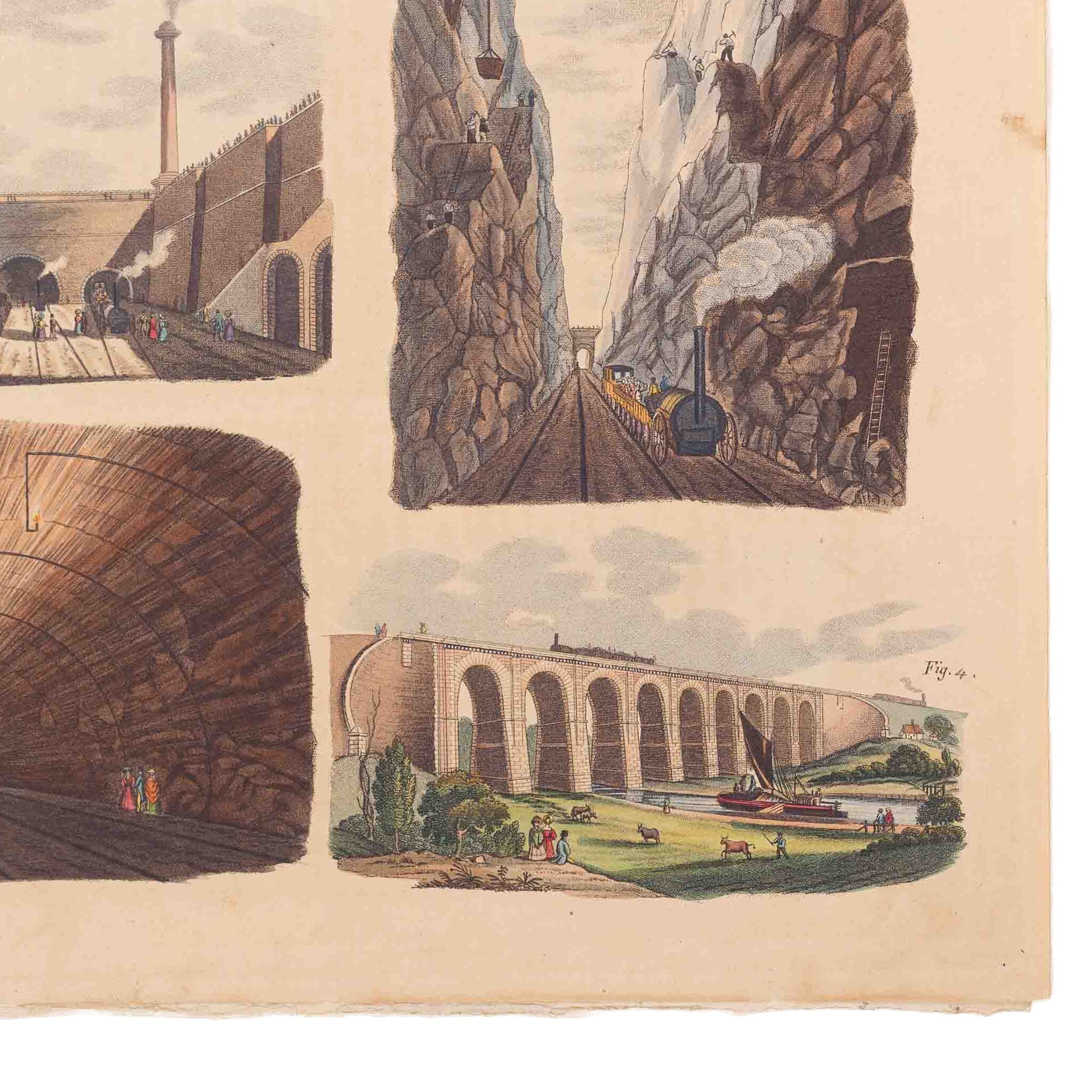 Prent met Franse pagina over 'The Liverpool and Manchester Railway', 19e eeuw-zoom-5