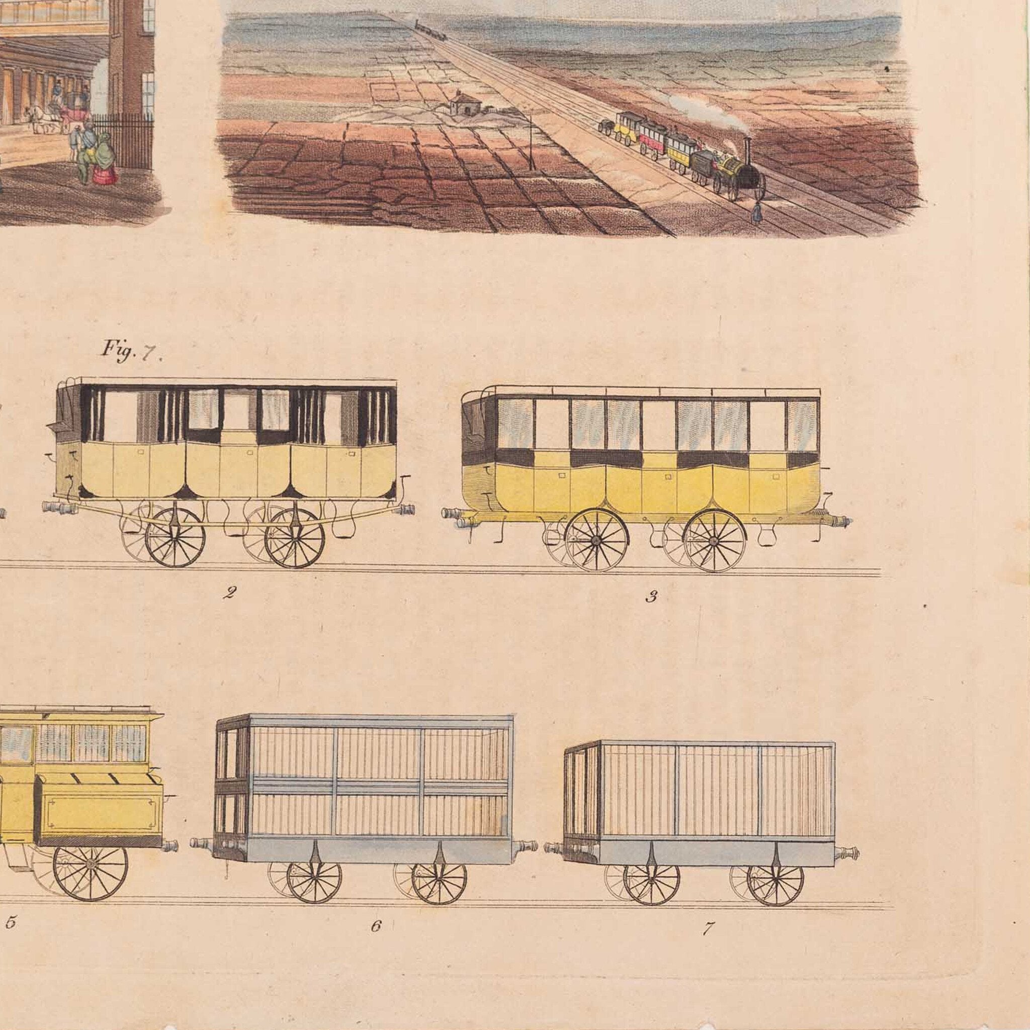 Prent met Duitse pagina over 'The Liverpool and Manchester Railway', 19e eeuw-zoom-2