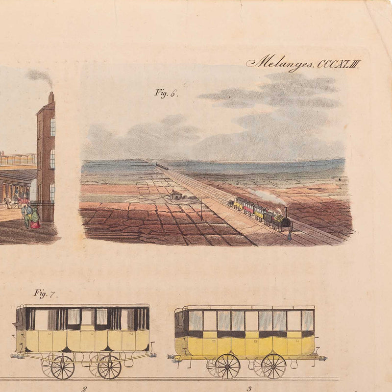 Prent met Duitse pagina over 'The Liverpool and Manchester Railway', 19e eeuw-zoom-