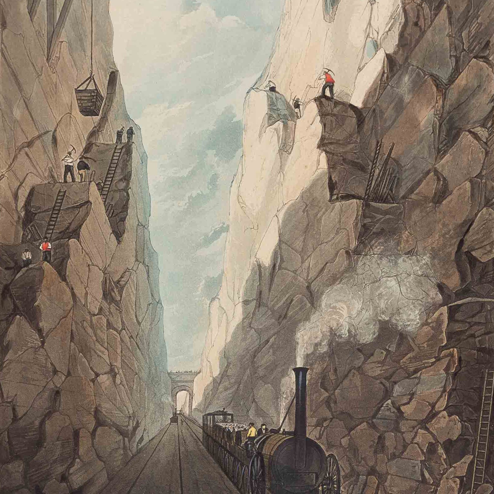 Prent 'Excavation of Olive Mount, 4 Miles from Liverpool', published 1831-3