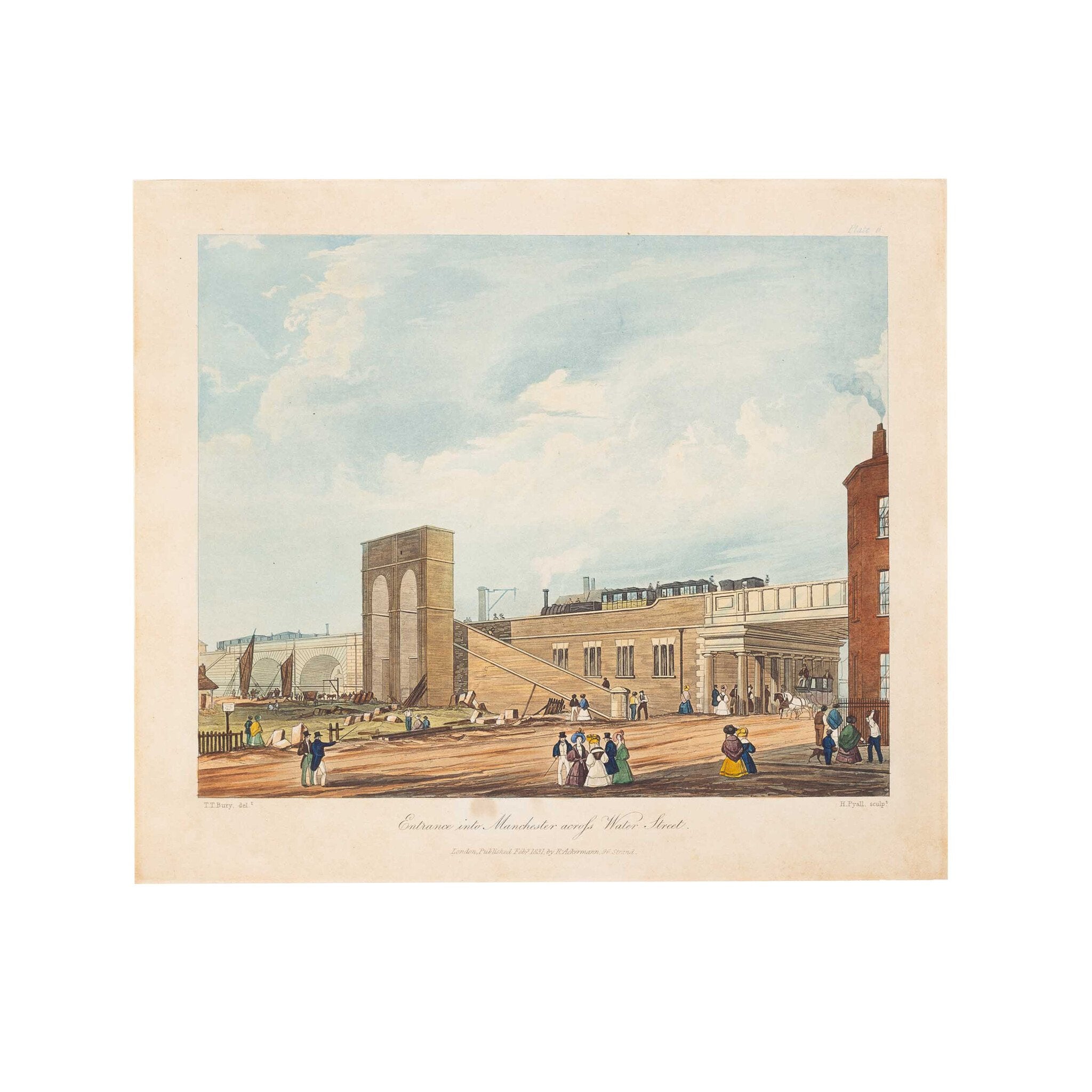 Prent 'Entrance into Manchester across Water Street', published 1831