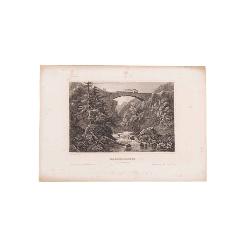 Drie prenten van een spoorwegbrug in Amerika, ca. 1838, 1848, 1850-zoom-