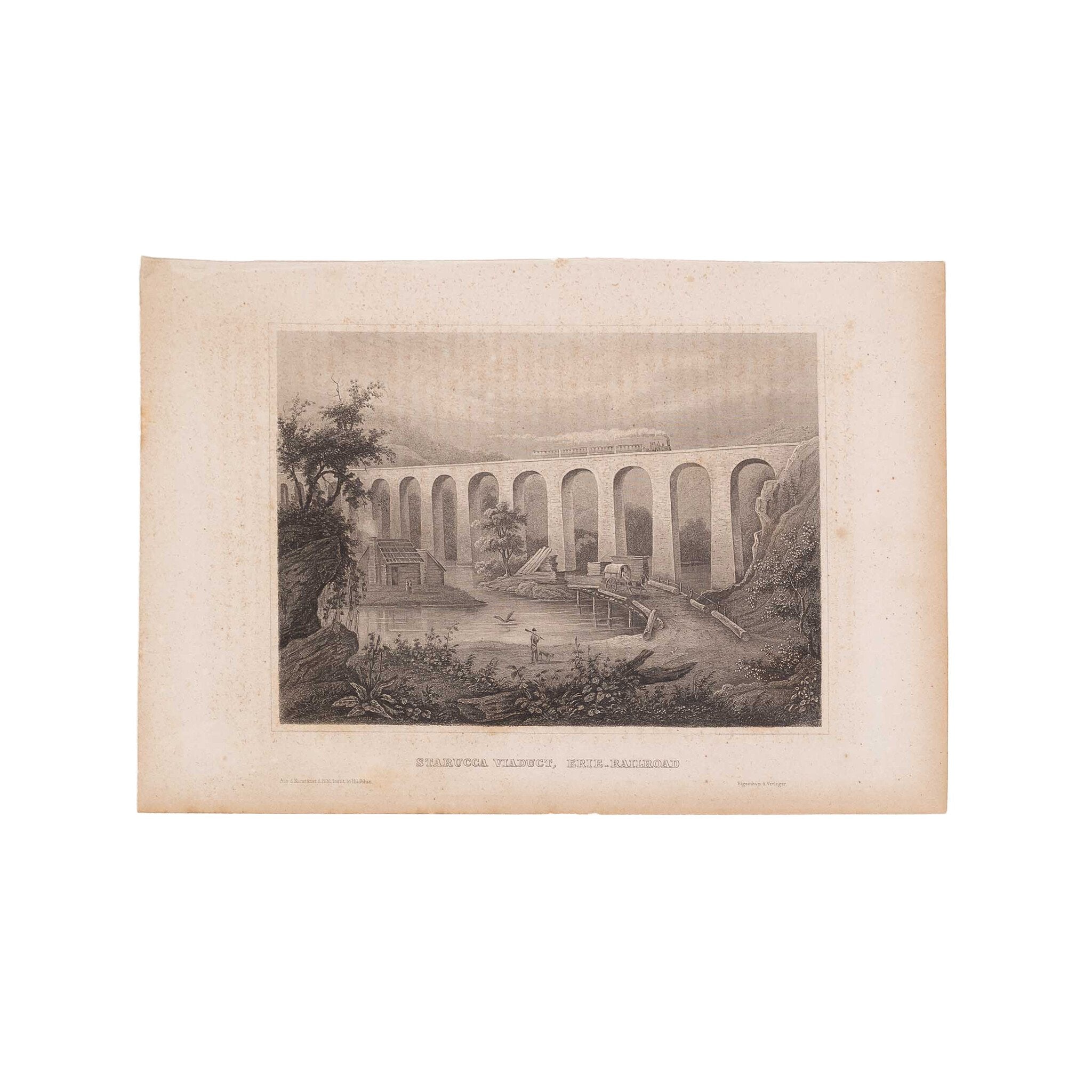 Twee prenten van een spoorwegbrug in Amerika, ca. 1838, 1850-zoom-3