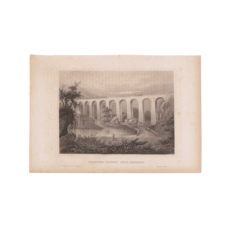 Twee prenten van een spoorwegbrug in Amerika, ca. 1838, 1850-zoom-