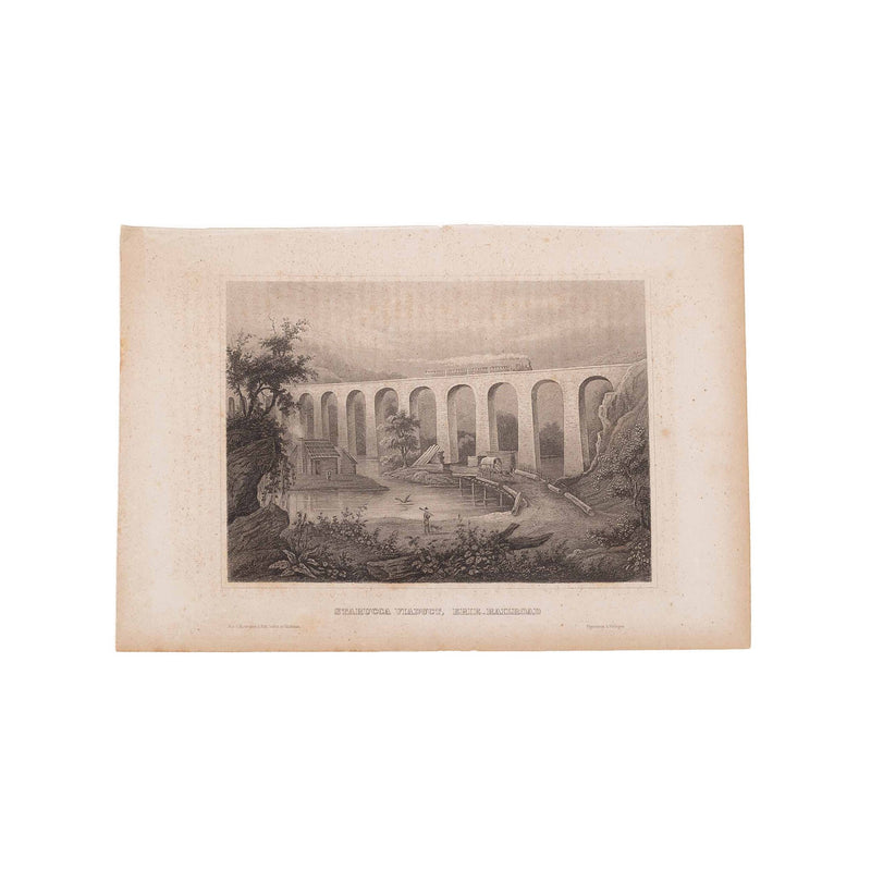 Twee prenten van een spoorwegbrug in Amerika, ca. 1838, 1850-zoom-